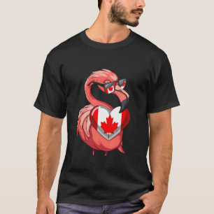 T-shirt Fierté canadienne Drapeau canadien Flamant rose Ra