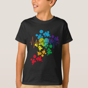 T-shirt Fierté colorée Coeur arc-en-ciel Lgbt