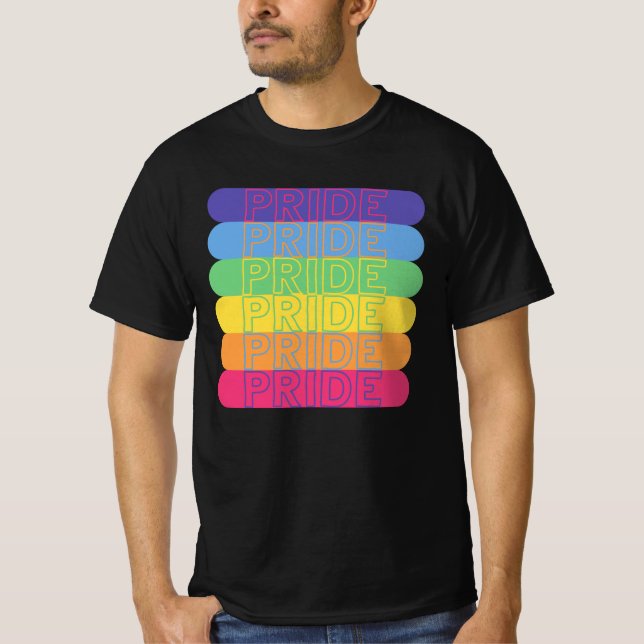 T-shirt Fierté dans les couleurs arc-en-ciel (Devant)