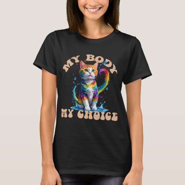 T-shirt Fierté de chat colorée (Devant)