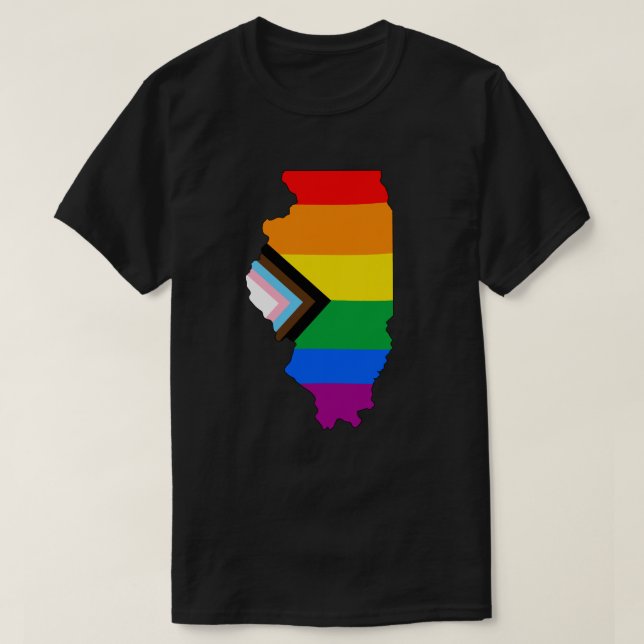 T-shirt Fierté de l'État de l'Illinois LGBTQ Progress Prid (Design devant)