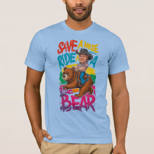 T-shirt Fierté de l'ours gay sauve un cheval monte un ours