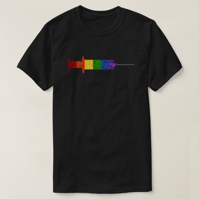 T-shirt Fierté de Parties scintillant LGBT Vaccin Arc-en-c (Design devant)