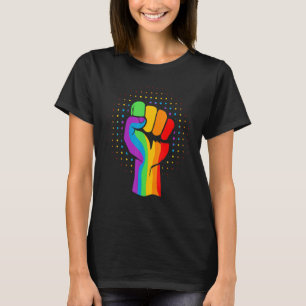 T-shirt Fierté de poing arc-en-ciel Lgbtqia