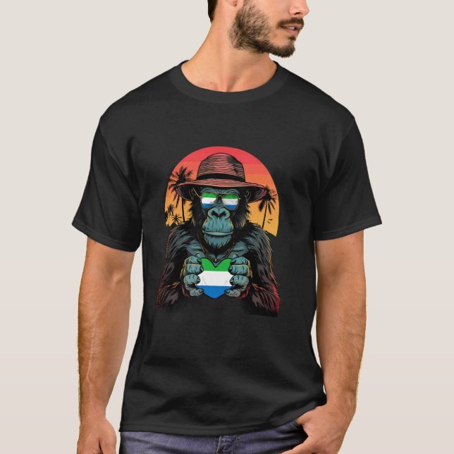 T-shirt Fierté de Sierra Leone Gorille Coucher de soleil S (Devant)