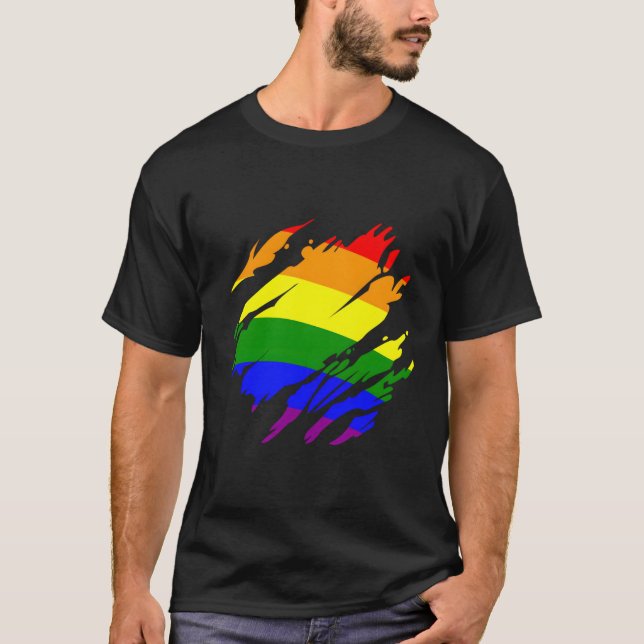 T-shirt Fierté drapeau arc-en-ciel (Devant)