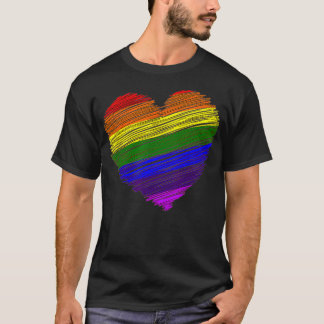 T-shirt Fierté Drapeau, J'aime LGBT, Coeur couleur arc-en-