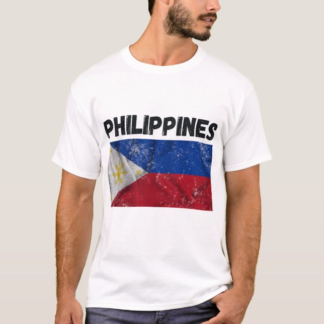 T-shirt Fierté du drapeau des Philippines vintages (Devant)