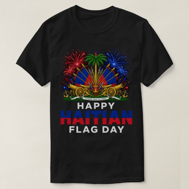 T-shirt Fierté du Jour du Drapeau Haïtien – Conception Ayi (Design devant)