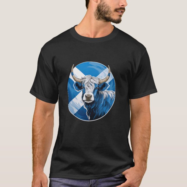 T-shirt Fierté écossaise Vache des Highlands Drapeau d'Éco (Devant)