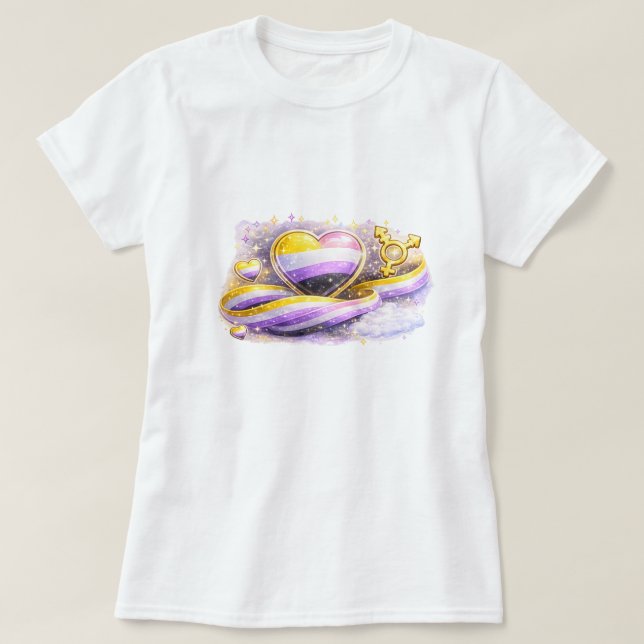 T-Shirt Fierté Esthétique Drapeau Non Binaire (Design devant)