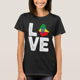 T-shirt Fierté éthiopienne Amour Éthiopie Drapeau Carte Hi