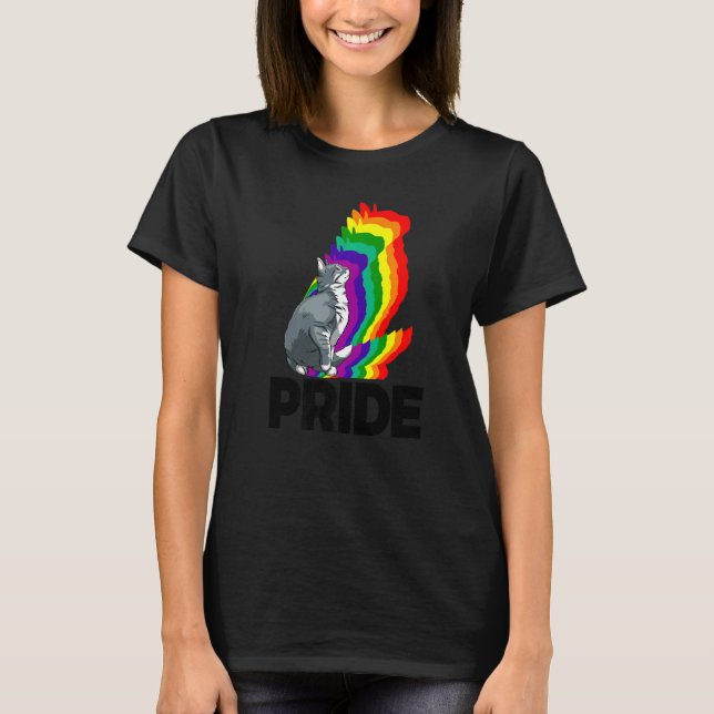 T-shirt Fierté féline Chat arc-en-ciel couleur Chat Chaton (Devant)