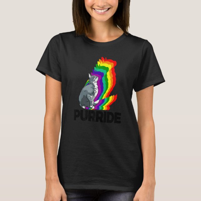 T-shirt Fierté féline Féline arc-en-ciel couleur Chat Chat (Devant)