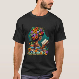 T-shirt Fierté Florale Histoire Culture Femme Noire Noir S