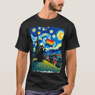 T-shirt Fierté Gay Chat Art Chat Style Nuit Étoilée LGBTQ 