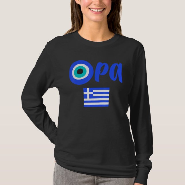 T-shirt Fierté grecque Opa Mauvais œil Hellas Grèce Drapea (Devant)