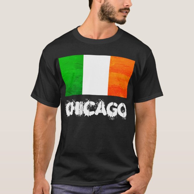 T-shirt Fierté irlandaise de Chicago avec drapeau de l'Irl (Devant)