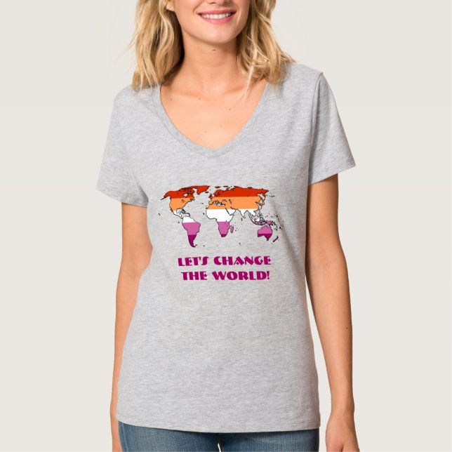 T-Shirt Fierté Lesbienne - Changeons Le Monde (Devant)