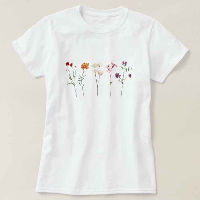 T-shirt Fierté lesbienne de la fleur sauvage (Design devant)