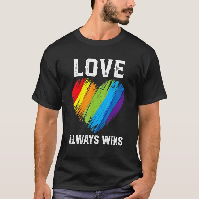 T-shirt Fierté Lgbt Mois mignon Rainbow Heart Lots gagne (Devant)