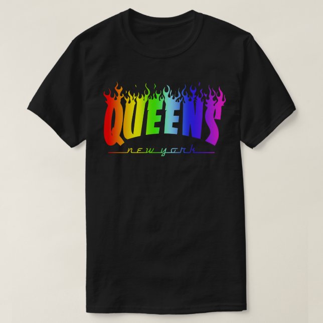 T-shirt Fierté LGBTQ de Queens Flaming Parodie Trasher Mas (Design devant)