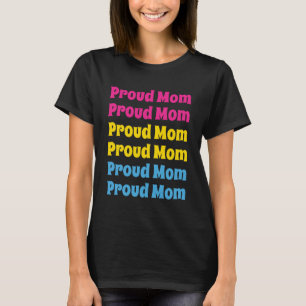 T-shirt Fierté LGBTQ Pansexuelle Maman Fières Texte Répéti