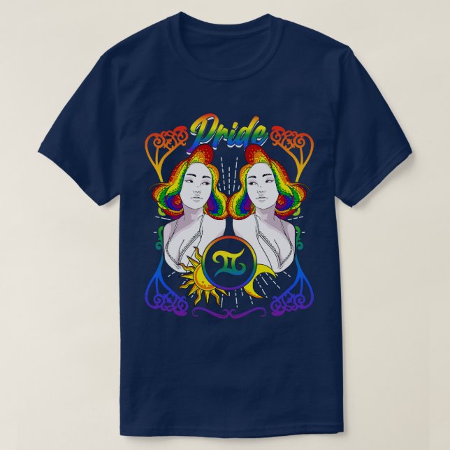 T-shirt Fierté LGBTQ Zodiac Gemini (Design devant)