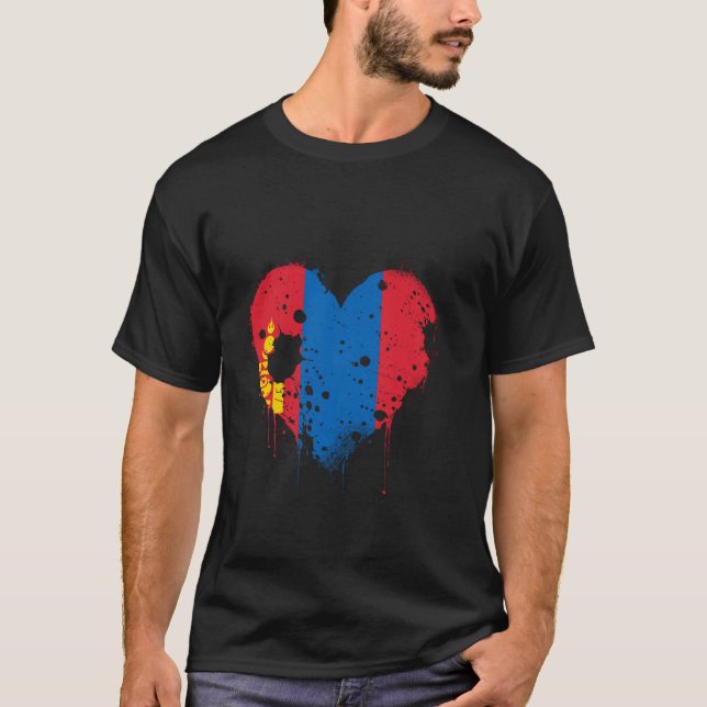 T-shirt Fierté mongole Racines mongoles Drapeau Mongolie E (Devant)