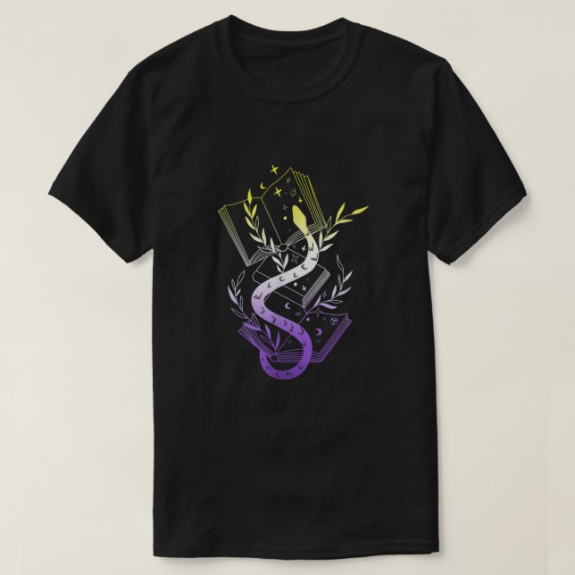 T-shirt Fierté non binaire subtile LGBTQ Enby Snake Books  (Design devant)
