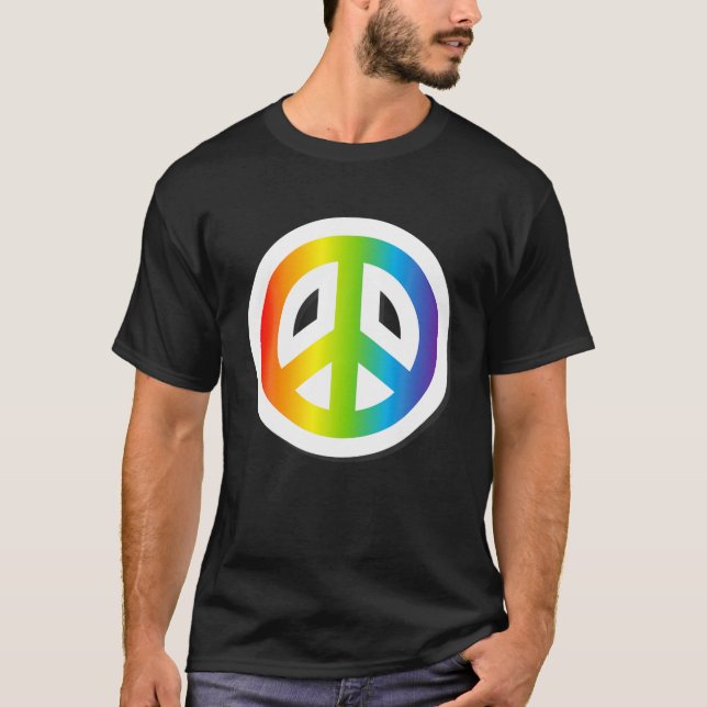 T-shirt Fierté PAIX SIGNE Aimer Rainbow Graphisme Tee - sh (Devant)