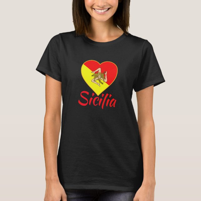 T-shirt Fierté sicilienne Sicilia I Love Sicile Trinacria (Devant)