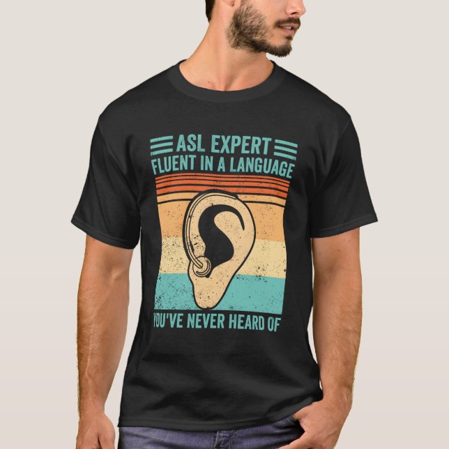 T-shirt Fierté Sourde Langue Des Signes Asl Fluent Dans La (Devant)