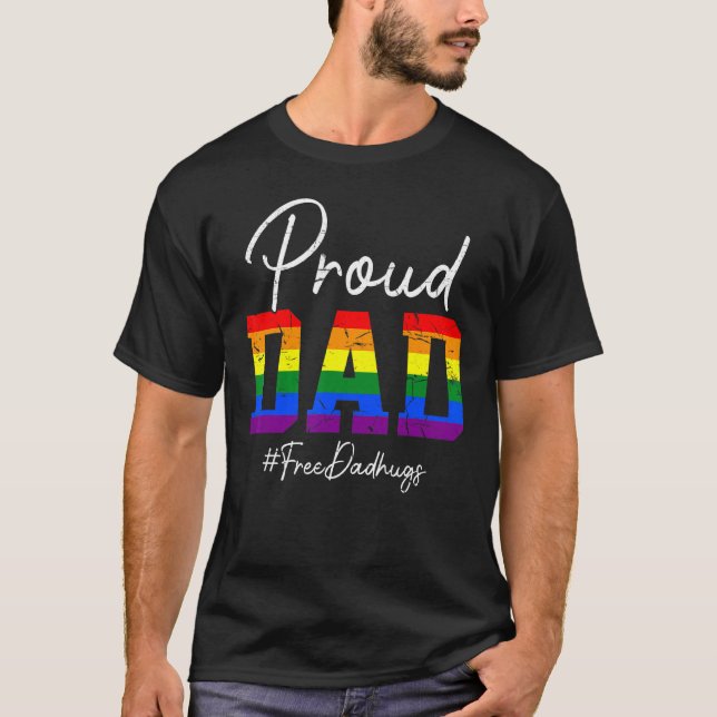 T-shirt Fierté Support Lgbtq Lgbt Rainbow Gay Gratuit Papa (Devant)