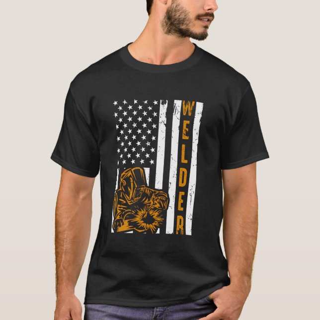 T-shirt Fierté Usa Drapeau Hommes Papa Père Soudage (Devant)