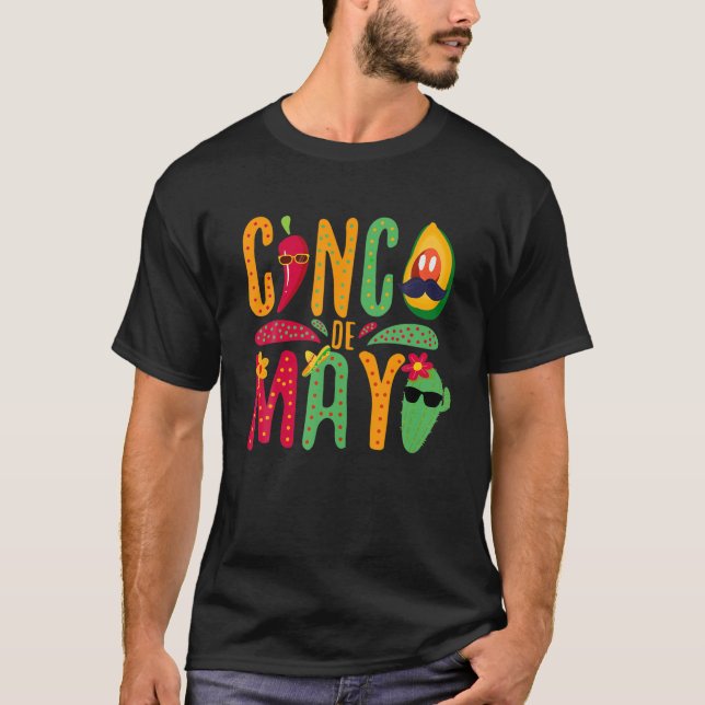 T-shirt Fiesta Cinco De Mayo Sombrero Mexicaine Camisa 5 D (Devant)