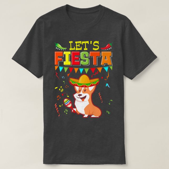 T-shirt Fiesta Corgi810 de Meican Cinco De Mayo Fiestalets (Design devant)