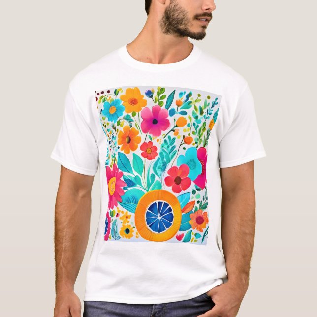 T-shirt Fiesta florale vibrante (Devant)