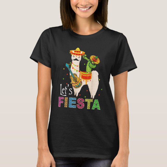 T-shirt Fiesta Llama Cinco De Mayo Cactus Sombrero M (Devant)
