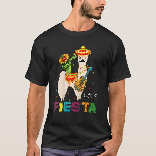 T-shirt Fiesta Llama Cinco De Mayo Cactus Sombrero M (Devant)
