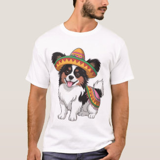 T-shirt Fiesta Papillon Chien portant Sombrero et Sarape