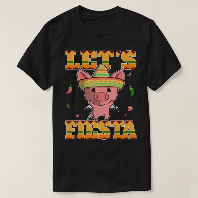 T-shirt Fiesta Pig Cinco De Mayo Cute Piggy Mexicaine (Design devant)