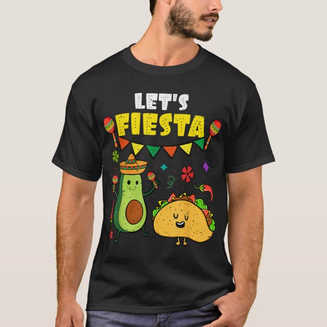 T-shirt Fiesta Tacos Parti Mexicain Lets Fiesta Cinco (Devant)