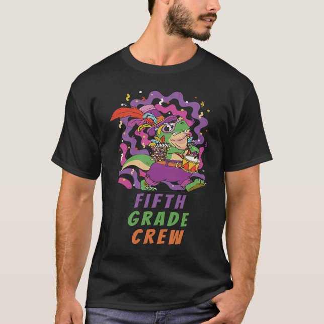 T-shirt Fifth Grade Crew School Kid & Teacher Mardi Gras D (Devant)