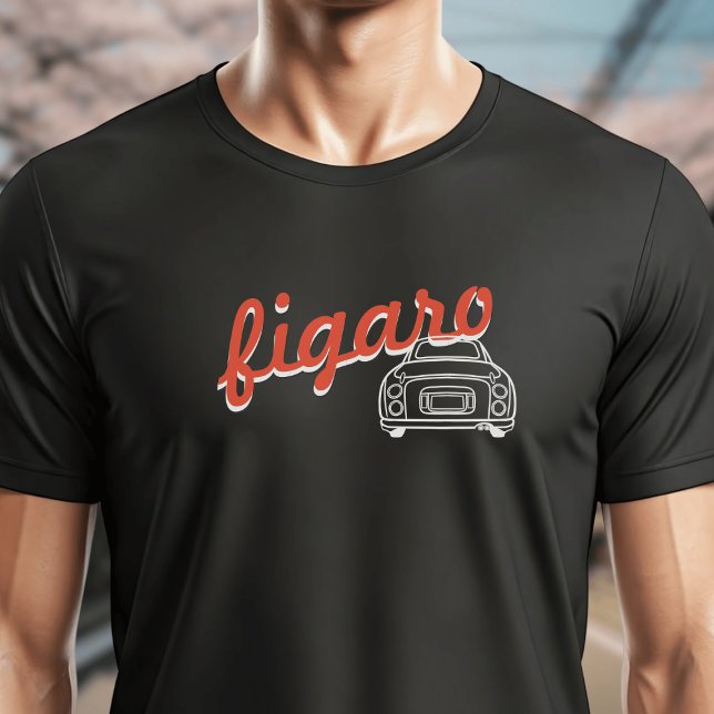 T-shirt Figarations Monoline Graphic Figaro Car Black (A fun figgy t-shirt perfect for lovers of Figaro cars (computer generated mockup))
