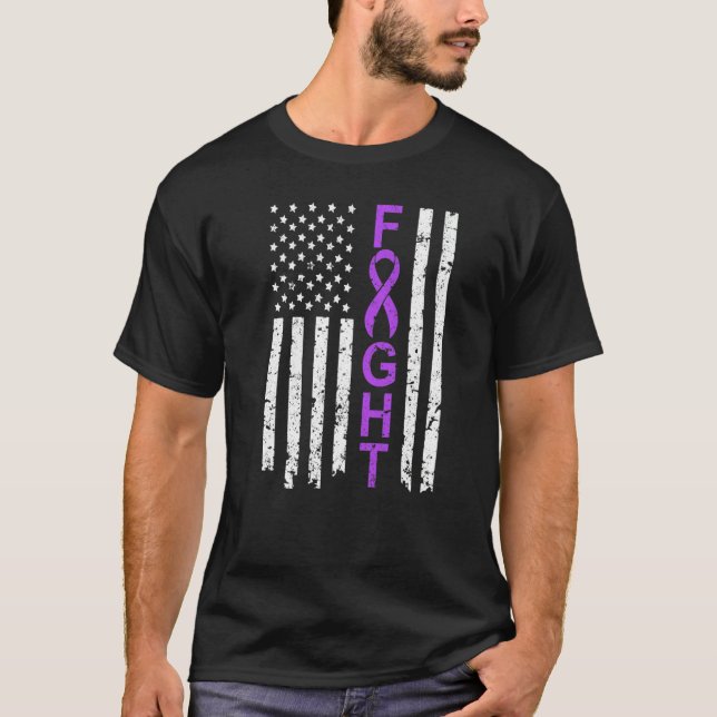 T-shirt Fight American USA Flag Fibromyalgia Awareness Sur (Devant)
