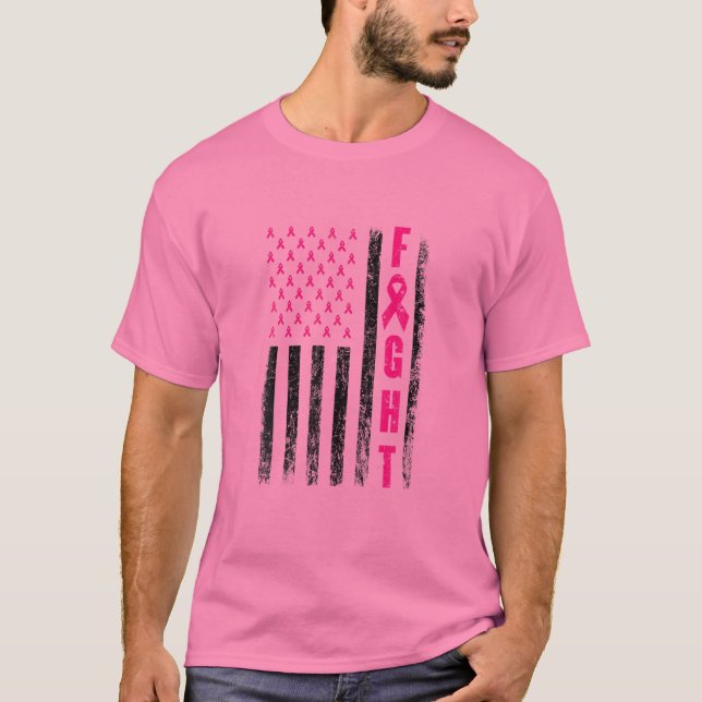 T-shirt Fight Breast Survivor American Flag Cancer du sein (Devant)