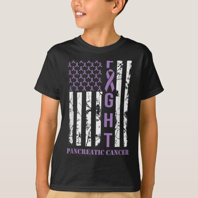 T-shirt Fight Flag Purple Ribbon Suprt Pancreatic Cancer  (Devant)