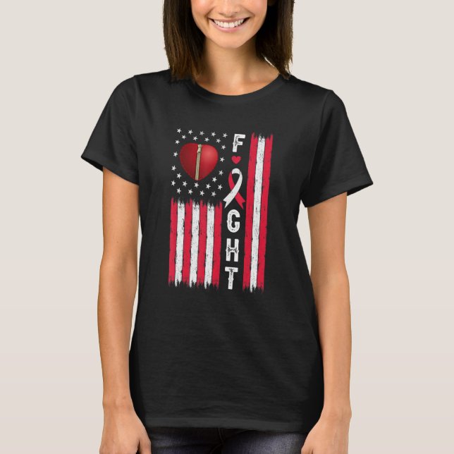 T-shirt Fight Heart Disease Awareness US Flag CHD Warrior  (Devant)