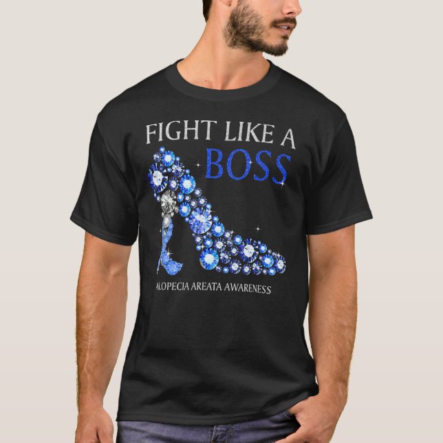 T-shirt Fight Like A Boss Alopecia Areata Awareness Blue R (Devant)